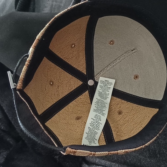 Coach Baseball Cap Hat Canvas Tan Brown & Black Leather - Picture 3 of 7
